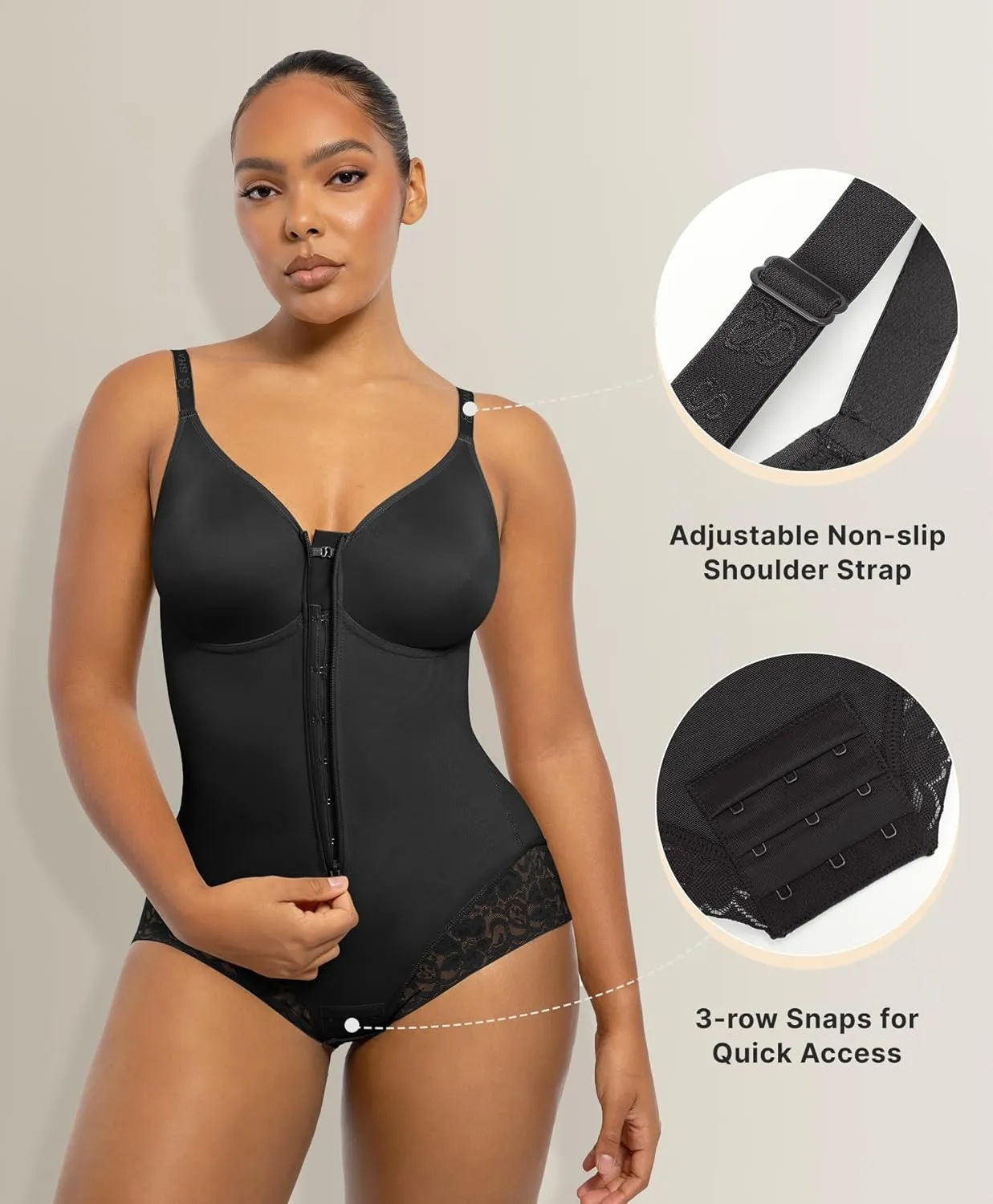 SHAPELLX Shapewear for Women Tummy Control Half Body Shaper Snatched Zipper Butt Lifting Faja Colombiana Bodysuits for Women