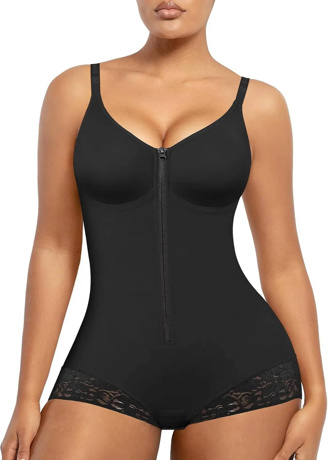 SHAPELLX Shapewear for Women Tummy Control Half Body Shaper Snatched Zipper Butt Lifting Faja Colombiana Bodysuits for Women