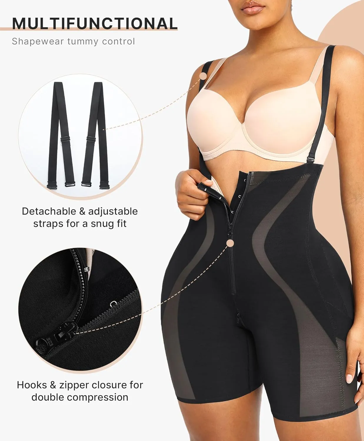 SHAPELLX Shapewear Tummy Control Womens High Waist Body Shaper Shorts Butt Lifting Shapewear Bodysuit Moldeadoras