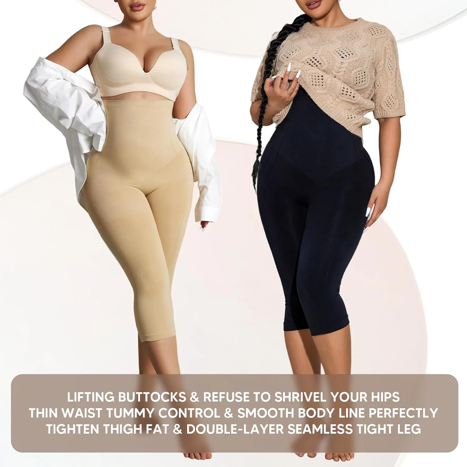 Shapewear Leggings for Women Tummy Control High Waisted Seamless Body Shaper Butt Lift Thigh Slimmer