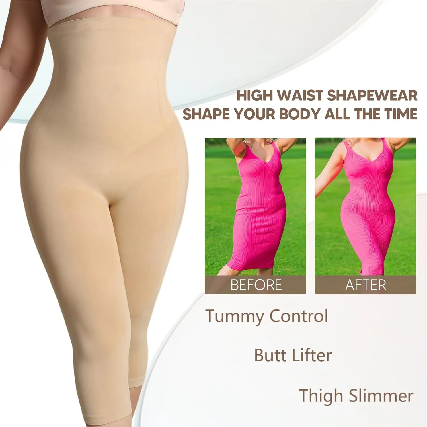 Shapewear Leggings for Women Tummy Control High Waisted Seamless Body Shaper Butt Lift Thigh Slimmer