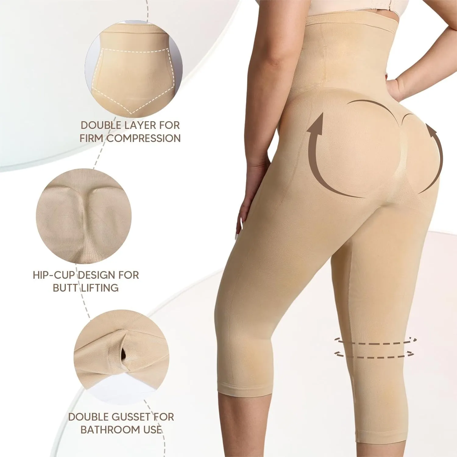 Shapewear Leggings for Women Tummy Control High Waisted Seamless Body Shaper Butt Lift Thigh Slimmer