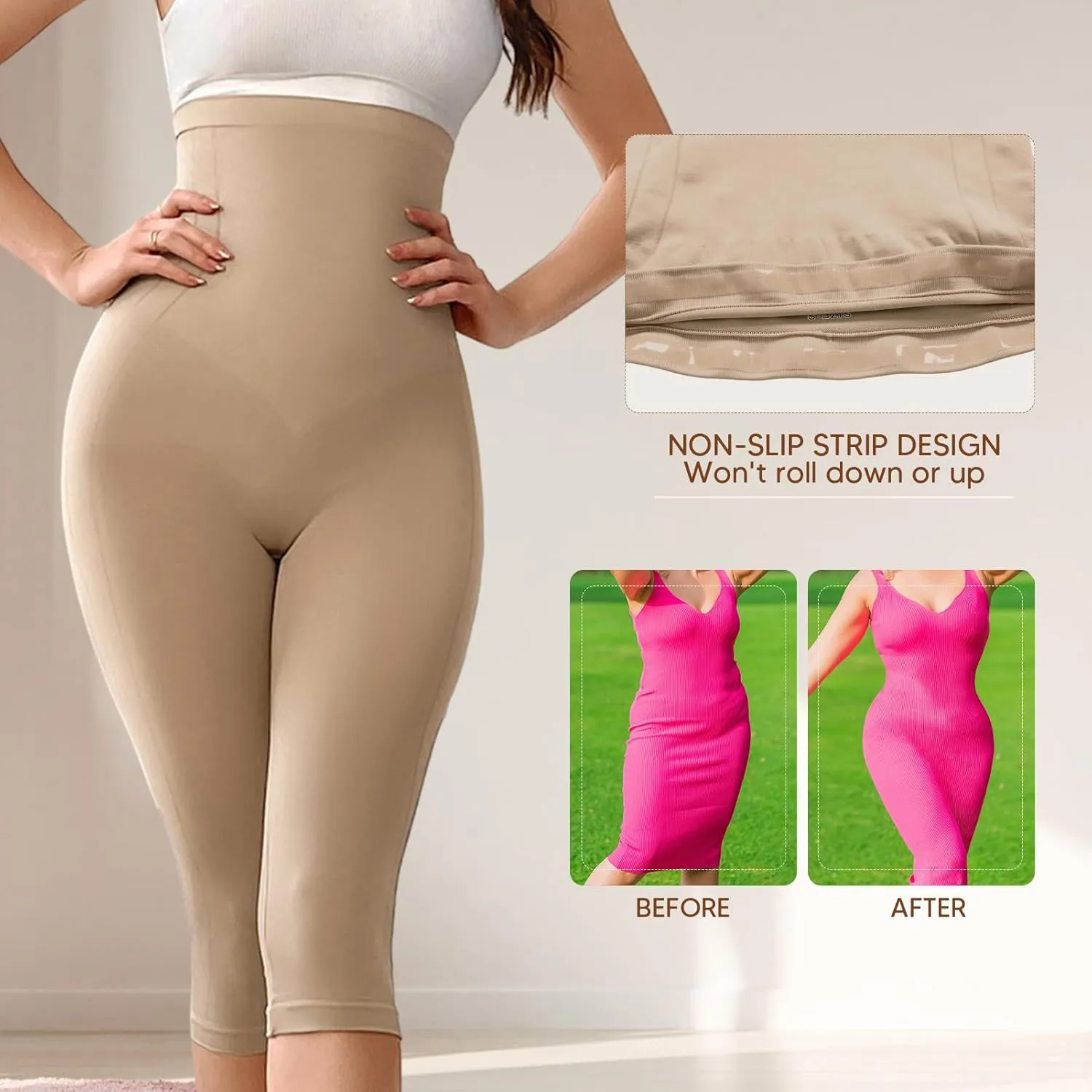 Shapewear Leggings for Women Tummy Control High Waisted Seamless Body Shaper Butt Lift Thigh Slimmer