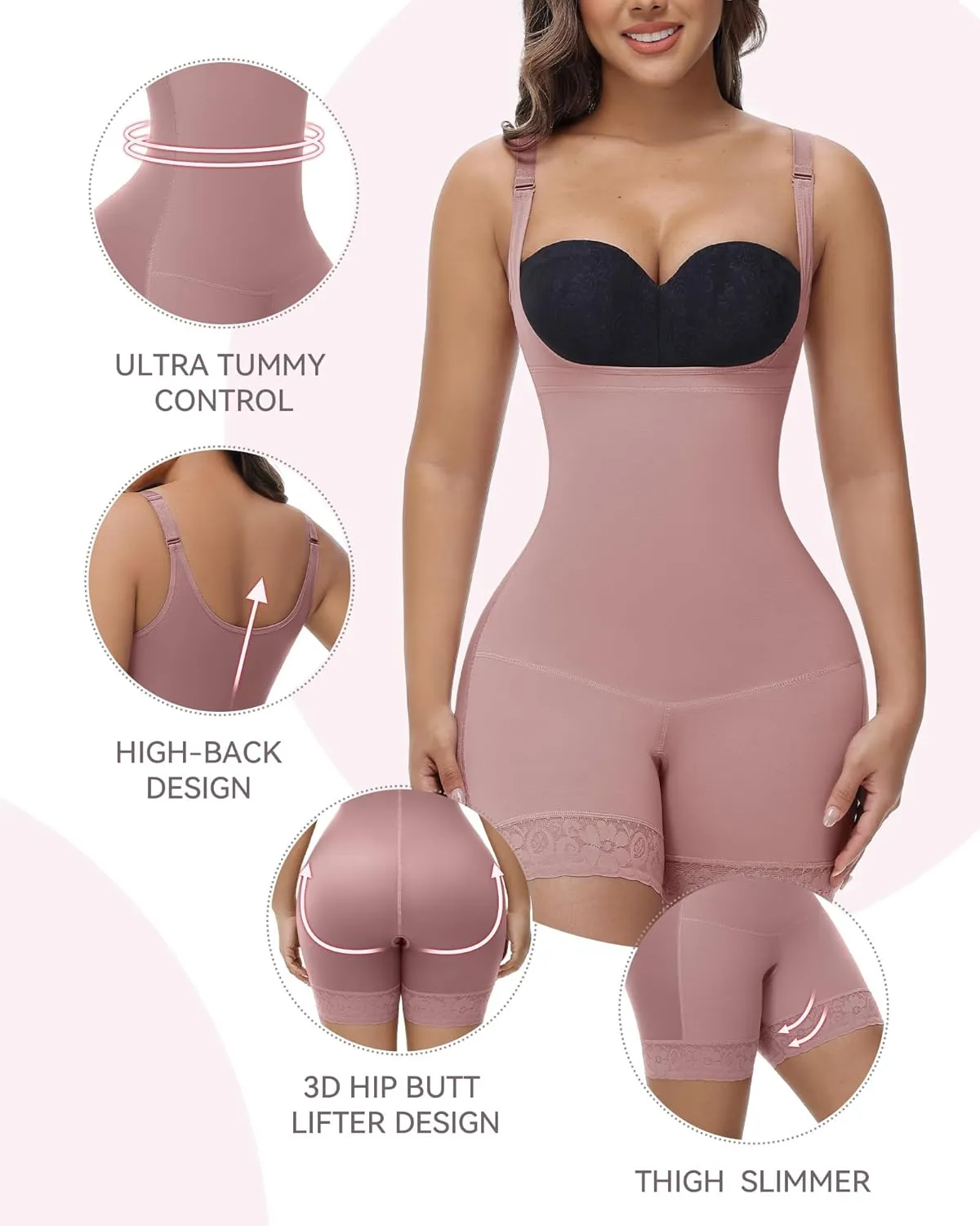 SHAPSHE Fajas Colombianas Shapewear for Women Tummy Control Seamless Postpartum Open Bust Body Shaper Butt Lifting