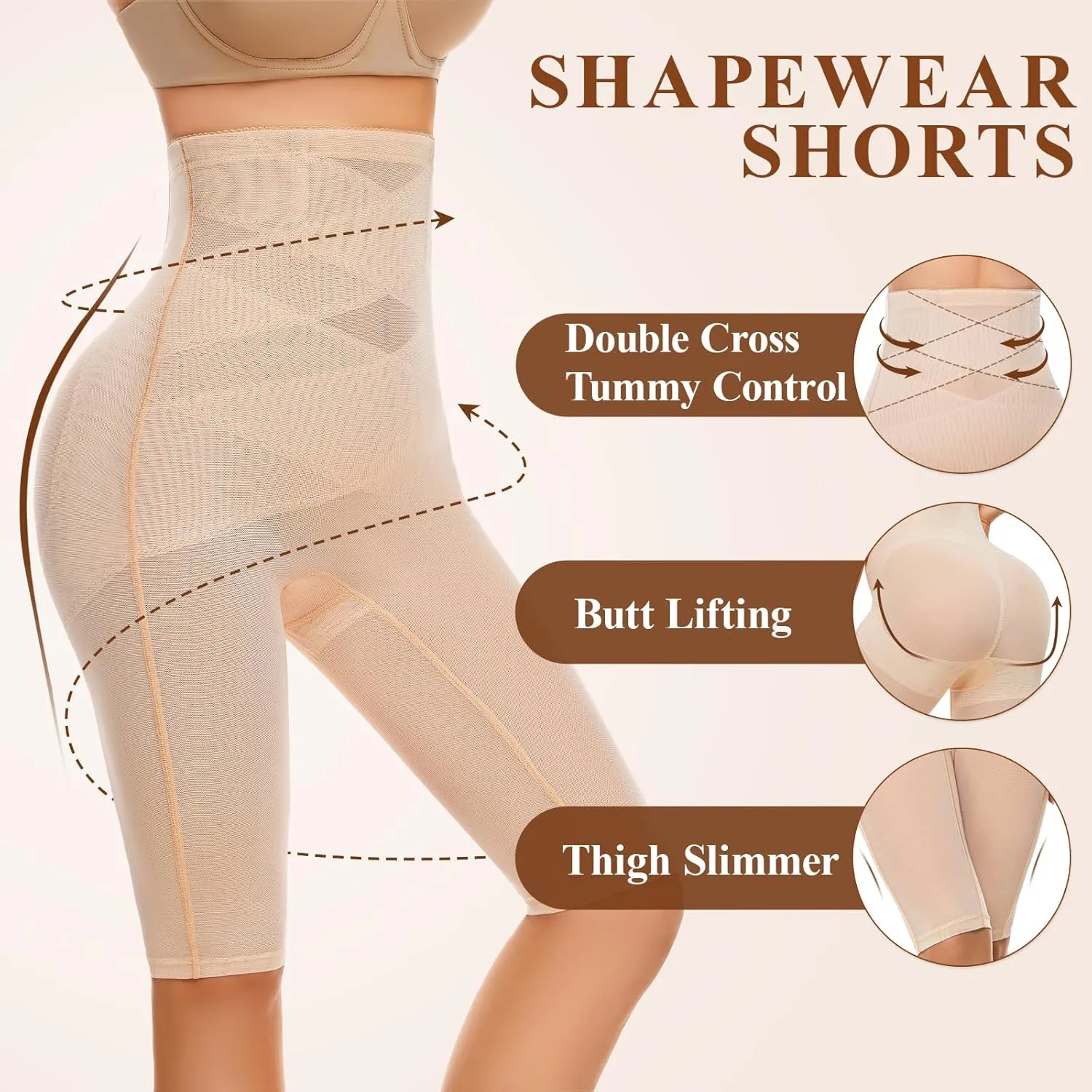 SIMIYA Shapewear Tummy Control Body Shaper for Women Compression Waist Trainer Girdle Thigh Slimmer Butt Lifting Shapewear