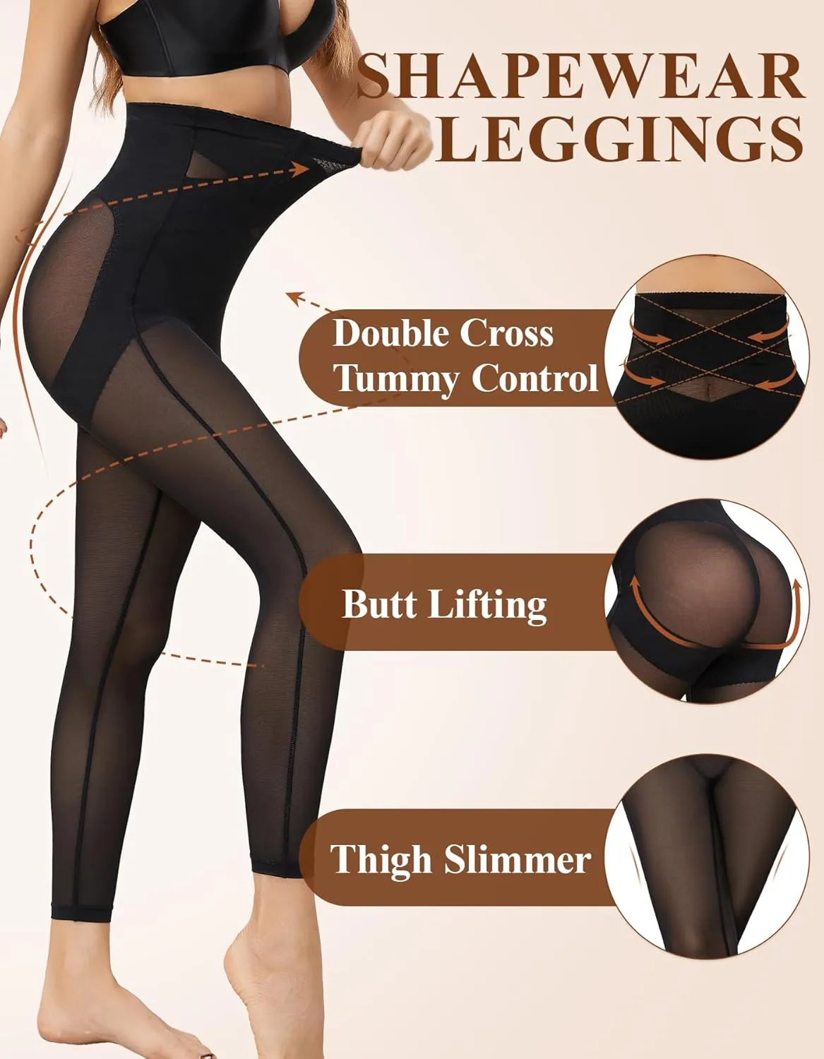 SIMIYA Shapewear Tummy Control Body Shaper for Women Compression Waist Trainer Girdle Thigh Slimmer Butt Lifting Shapewear