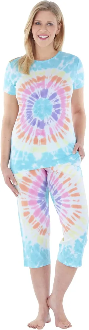 Sleepyheads Women's Cotton Short Sleeve Tie Dye Pajama Sets