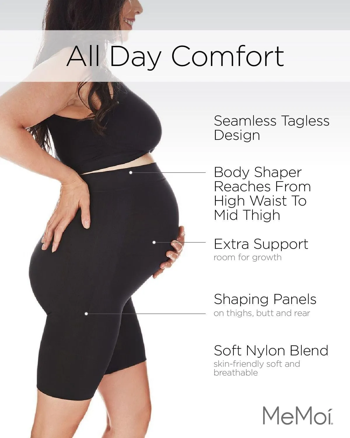 SlimMe High Waisted Maternity Shapewear, Maternity Thigh Shapewear, Flexible and Comfortable Support - Sizes Small to X-Large