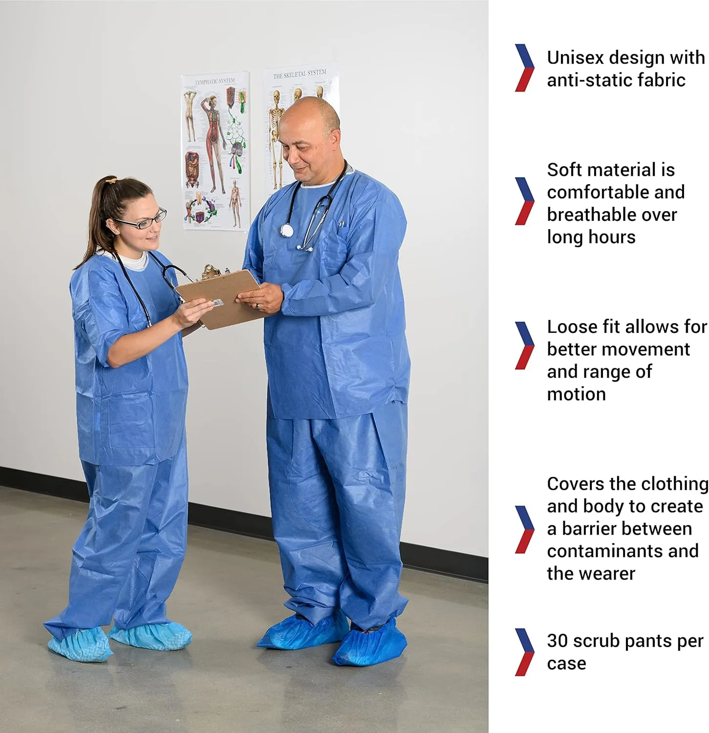 Soft Scrubs™, Denim Blue SMS Soft Scrub Pants, Wide Elastic Waist, Open Ankle, Hip Pocket