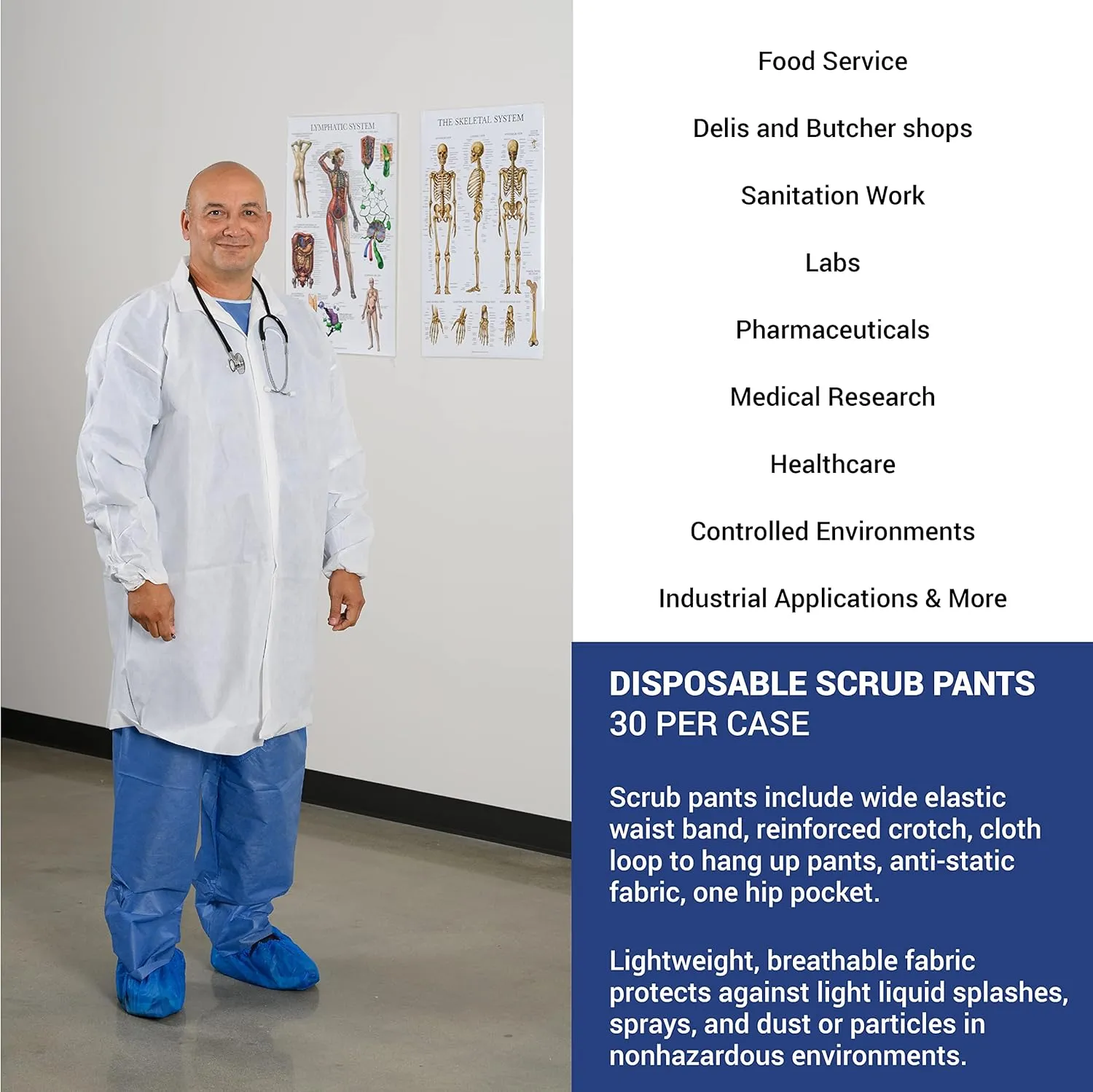 Soft Scrubs™, Denim Blue SMS Soft Scrub Pants, Wide Elastic Waist, Open Ankle, Hip Pocket