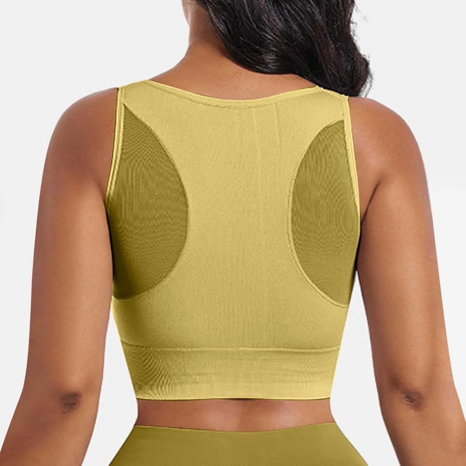 Sports Bra Tank for Women Full Coverage with Sewn in Pads Gym Workout Bralettes Breathable Quick Dry Athletic Bra
