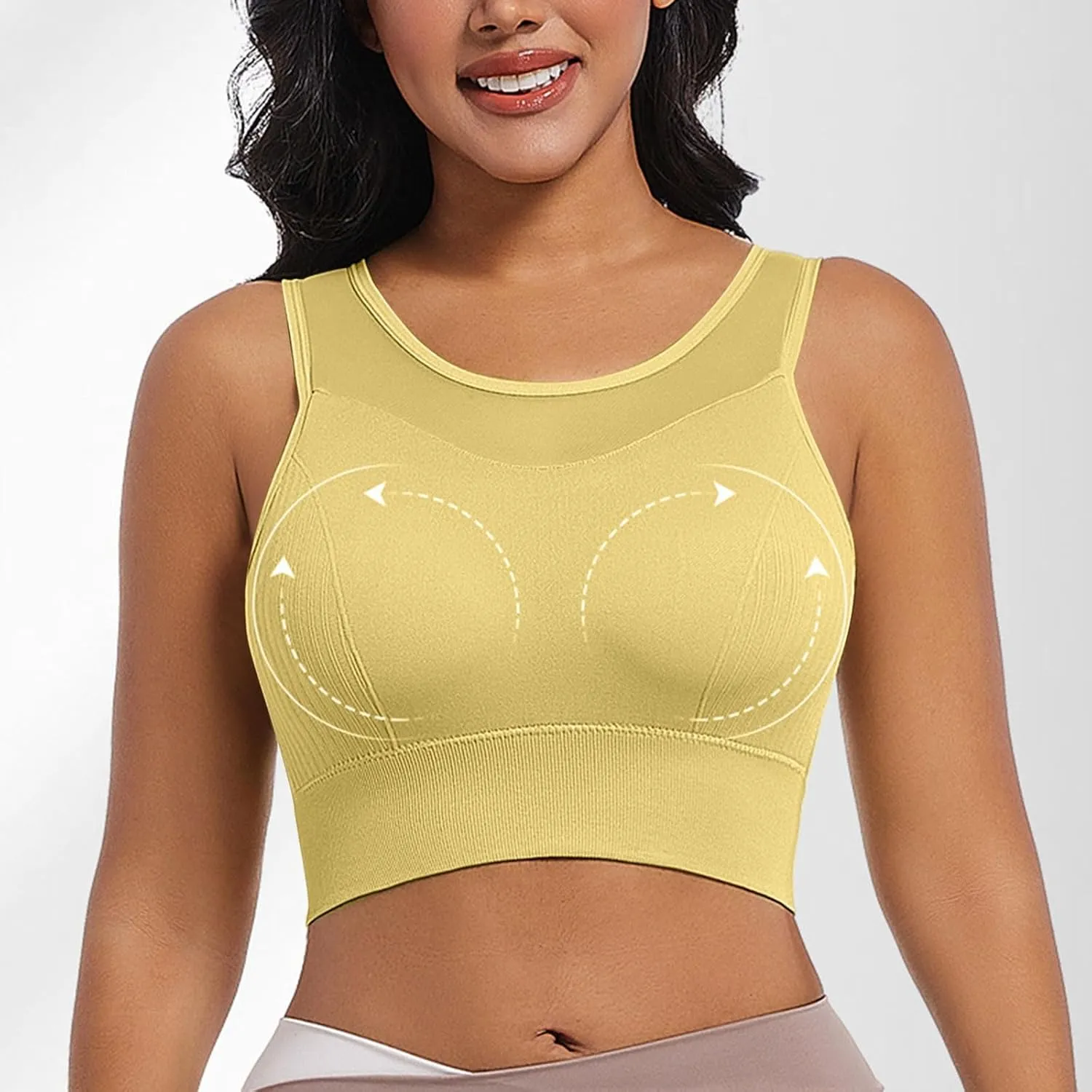 Sports Bra Tank for Women Full Coverage with Sewn in Pads Gym Workout Bralettes Breathable Quick Dry Athletic Bra