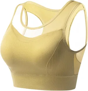 Sports Bra Tank for Women Full Coverage with Sewn in Pads Gym Workout Bralettes Breathable Quick Dry Athletic Bra