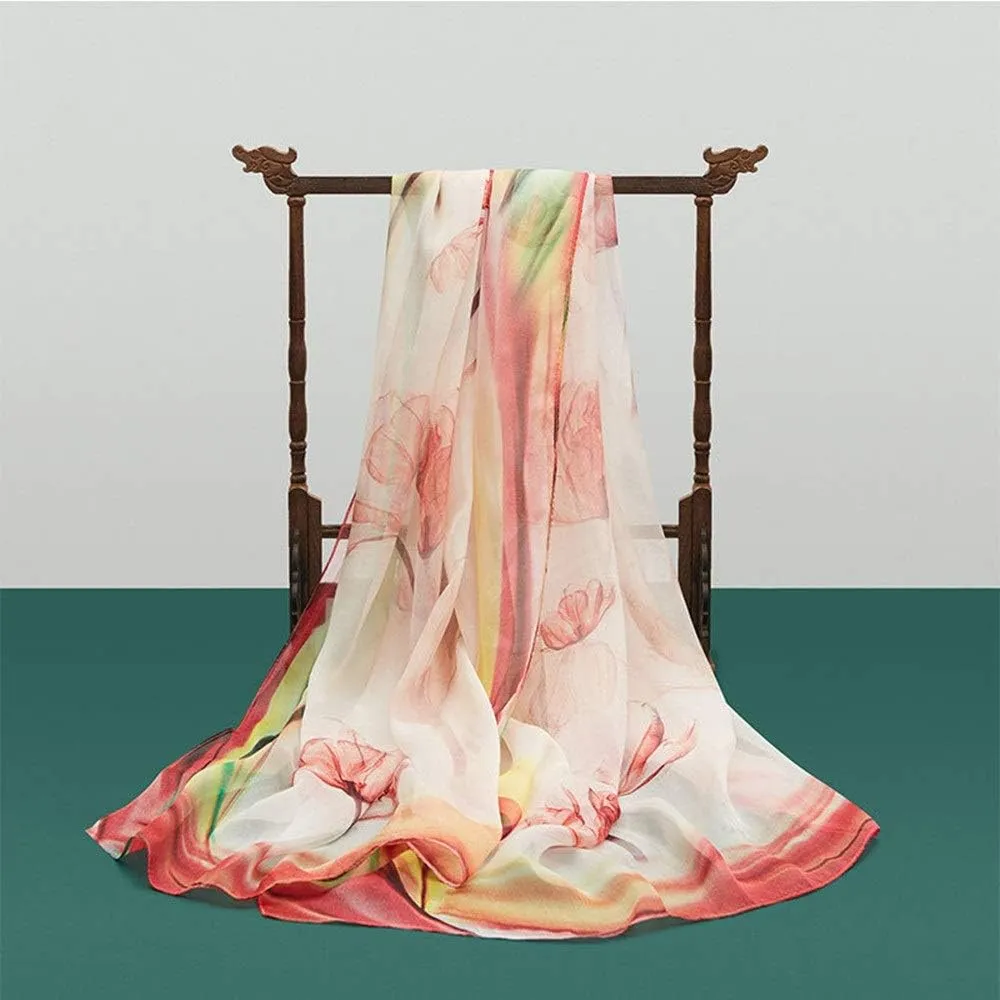 Square Large Neck Scarf Soft Silk Scarf for Women Lightweight Shawls Digital Printed Elegant Soft Lightweight