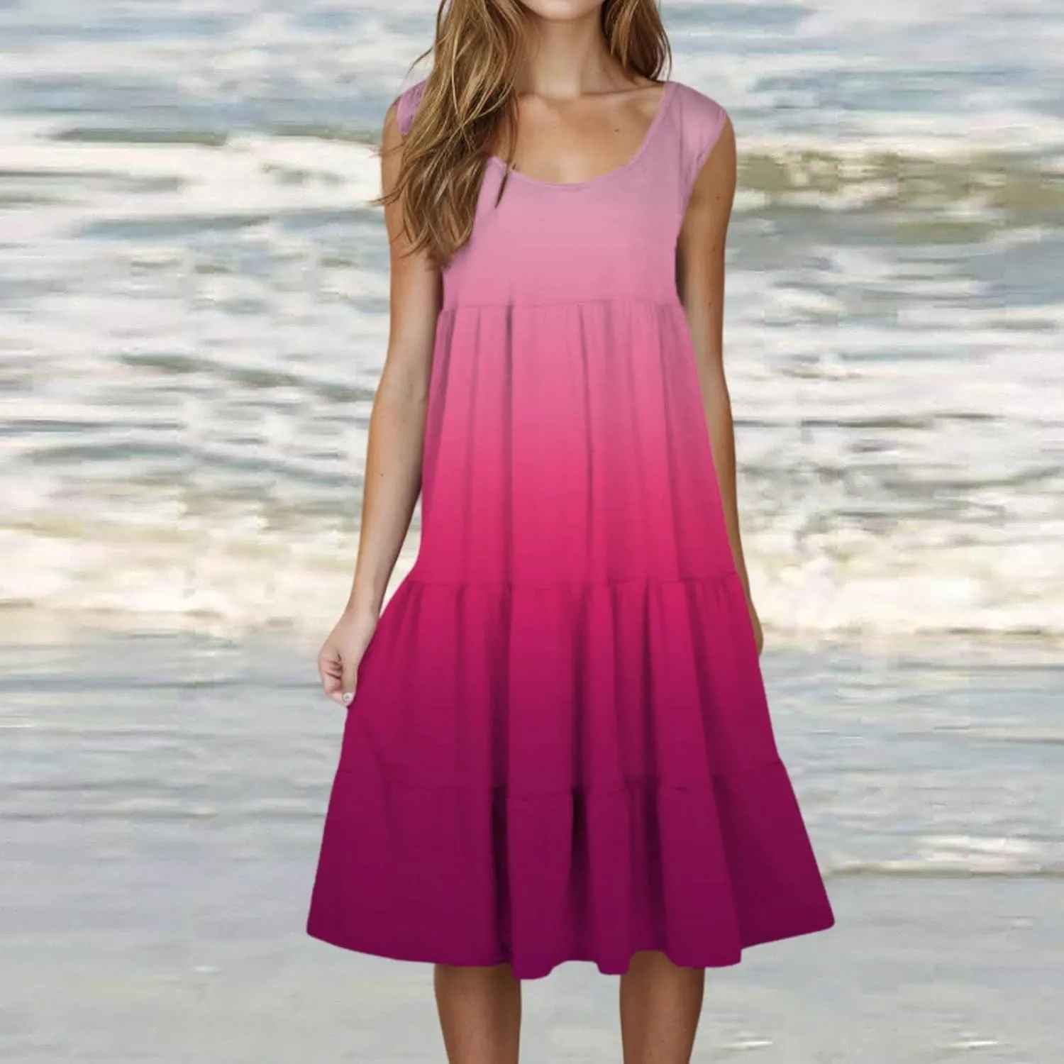 Summer Dresses for Women 2025 Sleeveless Tank Dress Beach Vacation Sundress Gradient Dress Flowy Mini Sundresses