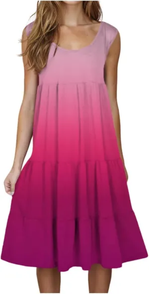 Summer Dresses for Women 2025 Sleeveless Tank Dress Beach Vacation Sundress Gradient Dress Flowy Mini Sundresses