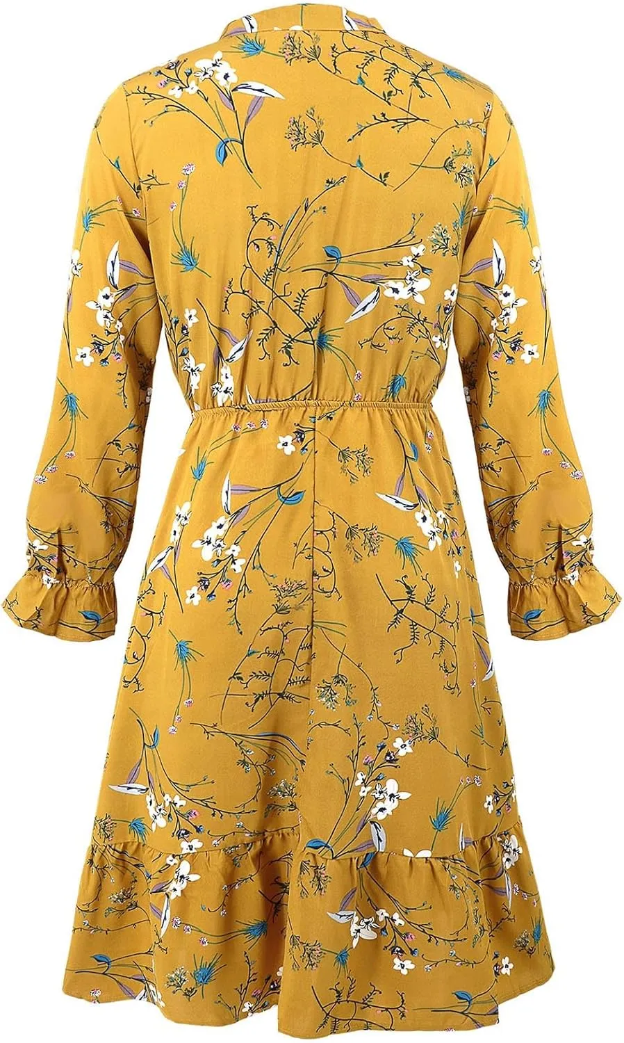 Summer Dresses for Women 2025 Trendy Bohemian Style Floral Midi Dress Long Sleeve Round-Neck Beach Casual Sundress