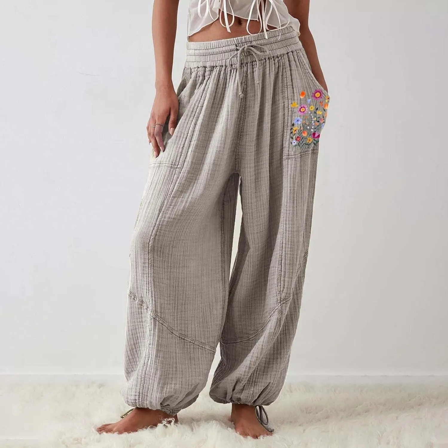 Sweatpants for Women Sweatpants Casual Baggy Drawstring Joggers Elastic Bottom Workout Tapered Trousers Drawstring