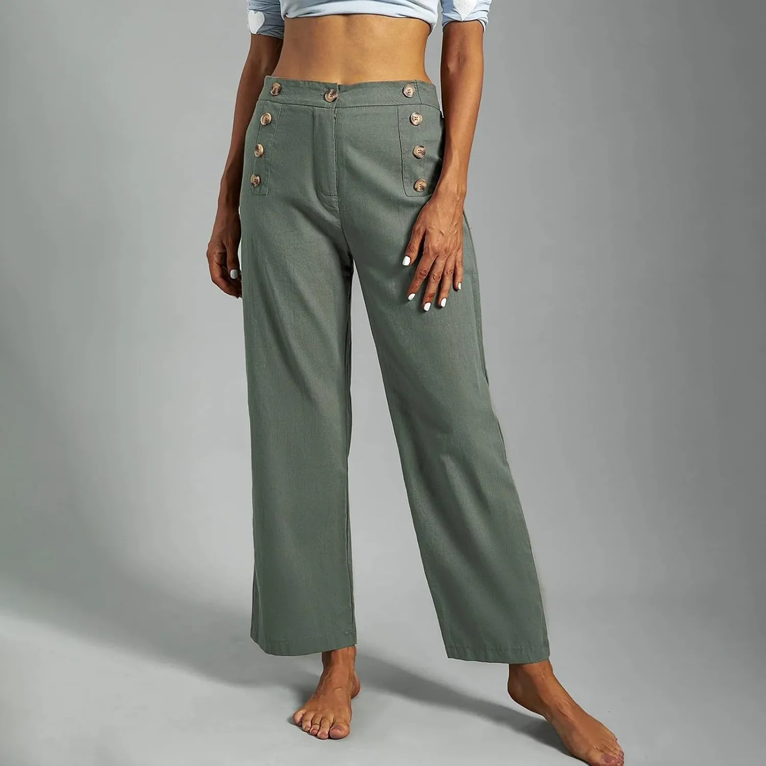 Sweats for Women Long Drawstring Casual Linen Elastic Women Leg Solid Cotton Pants Sports Athletic Lounge Pants with