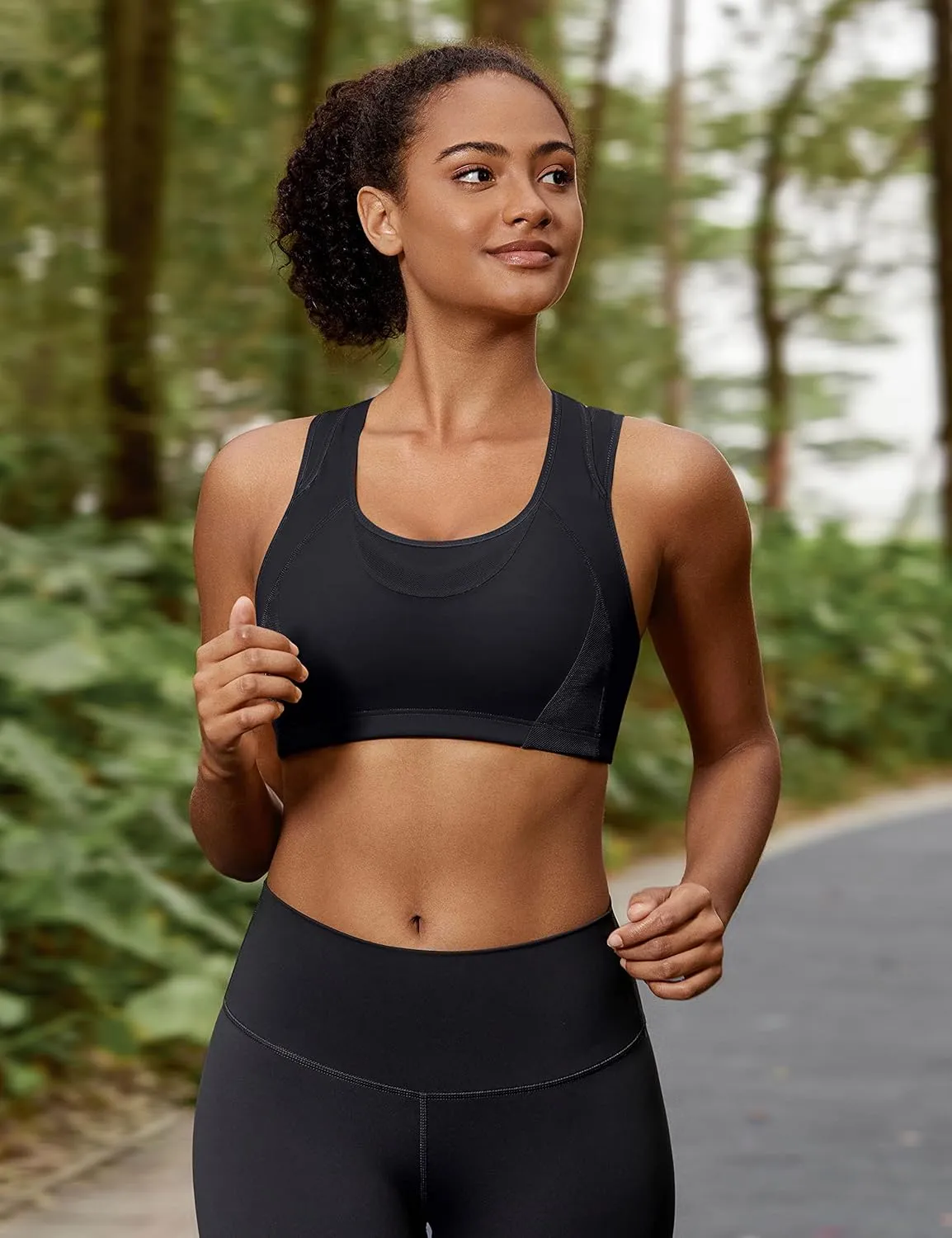 SYROKAN Sports Bras for Women High Support Mesh Full Coverage Racerback Wireless No Bounce Running Bras