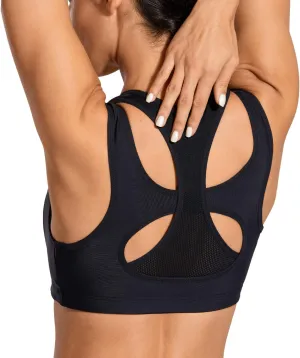SYROKAN Sports Bras for Women High Support Mesh Full Coverage Racerback Wireless No Bounce Running Bras