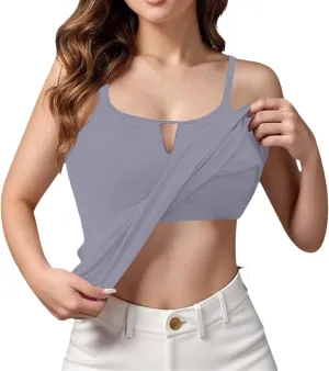 Tank Top for Women 2025 Summer Casual Basic Sleeveless Camisole Tops with Built in Bra Womens Undershirts