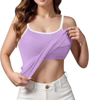 Tank Top for Women 2025 Summer Casual Basic Sleeveless Camisole Tops with Built in Bra Womens Undershirts