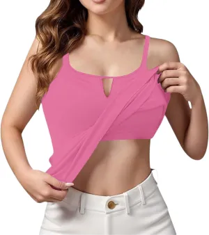 Tank Top for Women 2025 Summer Casual Basic Sleeveless Camisole Tops with Built in Bra Womens Undershirts