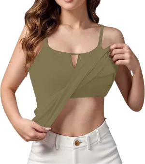 Tank Top for Women 2025 Summer Casual Basic Sleeveless Camisole Tops with Built in Bra Womens Undershirts