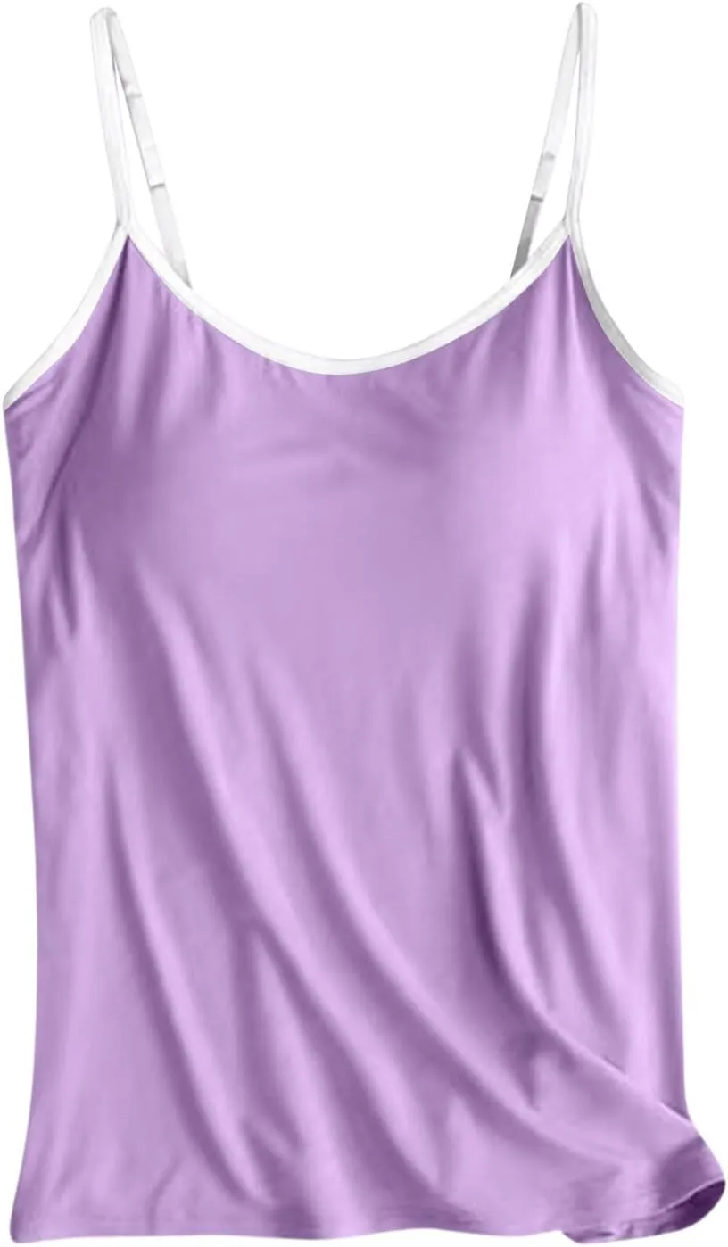 Tank Top for Women 2025 Summer Casual Basic Sleeveless Camisole Tops with Built in Bra Womens Undershirts