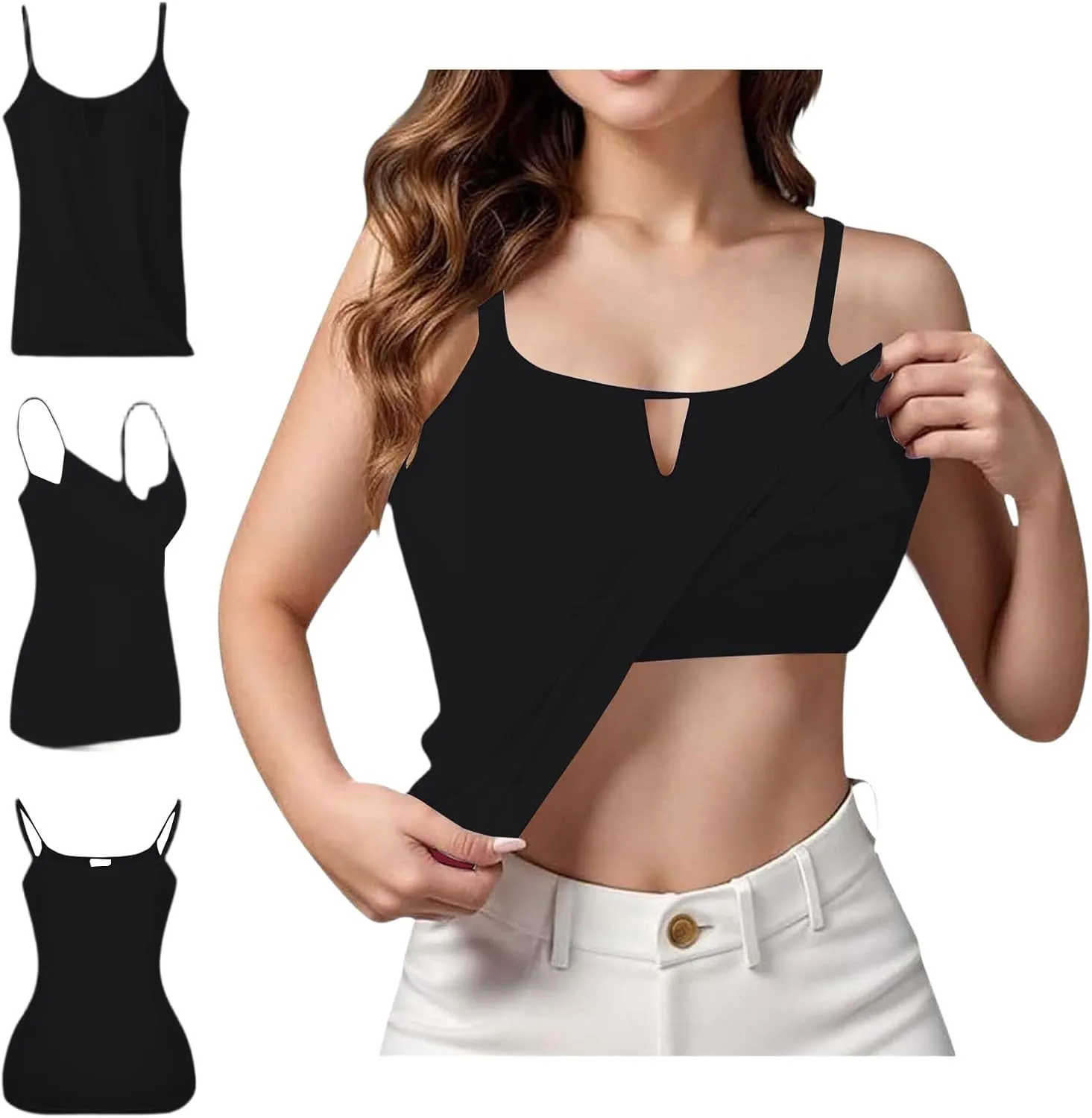 Tank Top for Women 2025 Summer Casual Basic Sleeveless Camisole Tops with Built in Bra Womens Undershirts