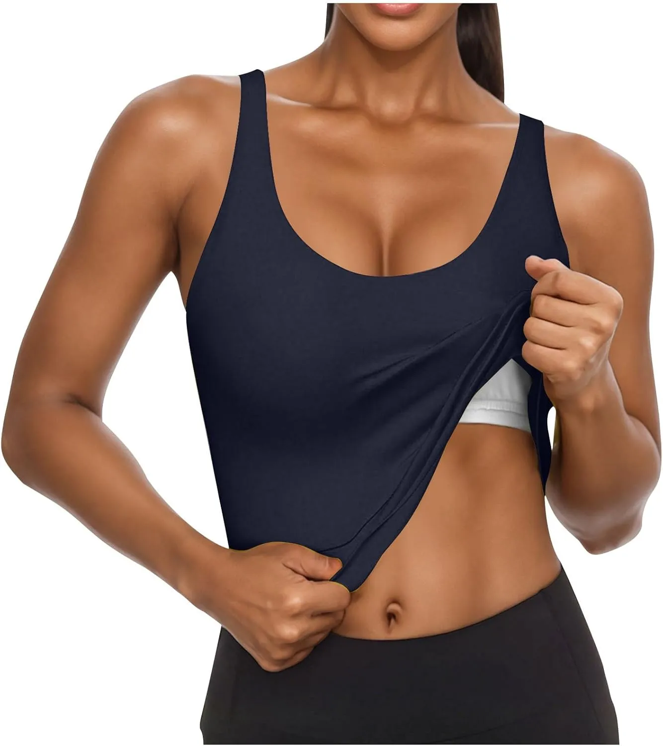 Tank Top with Built in Bra for Women Summer Basic Padded Yoga Shirts Shelf Bras Workout Camisole Casual Undershirt