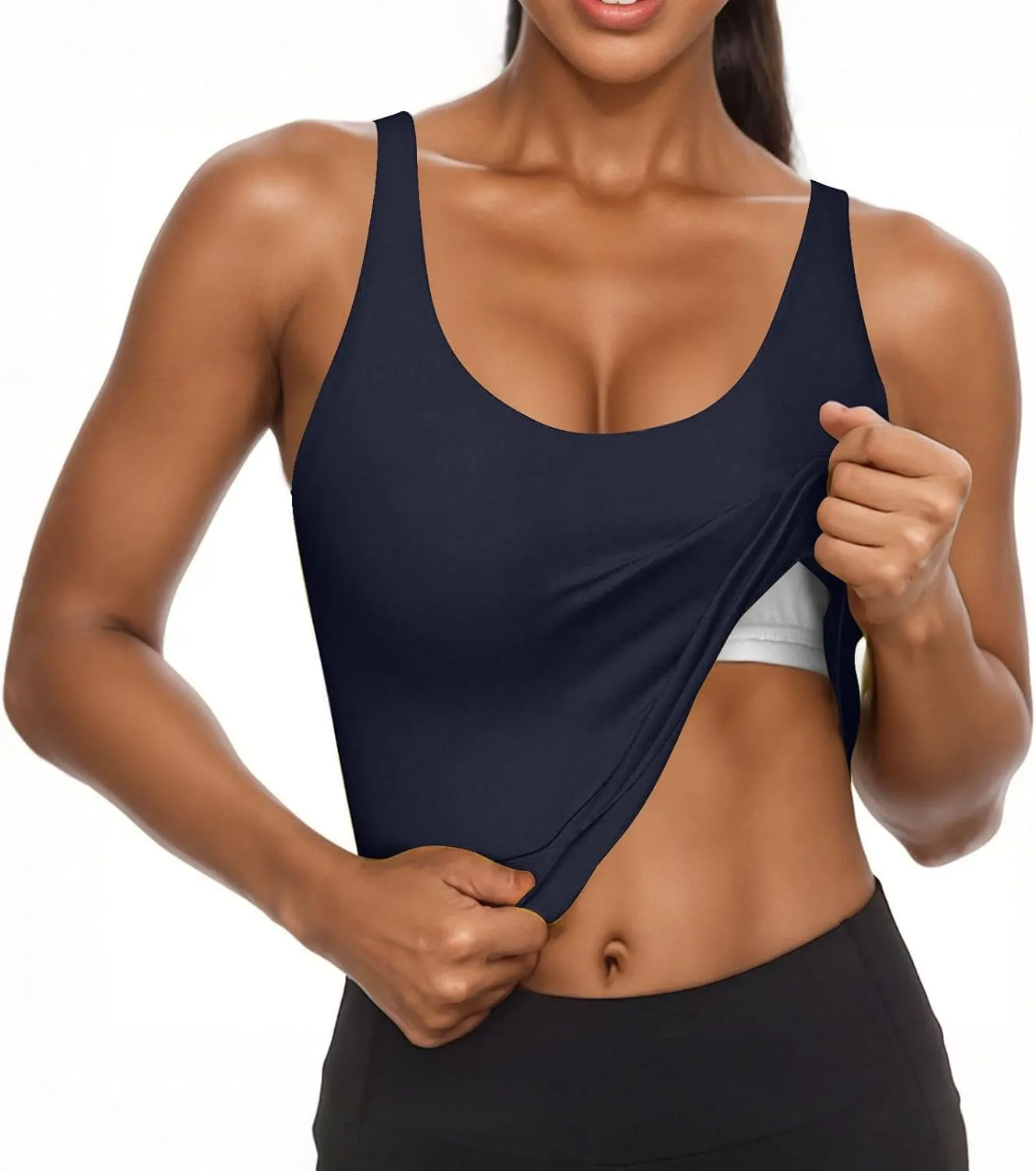 Tank Top with Built in Bra for Women Summer Basic Padded Yoga Shirts Shelf Bras Workout Camisole Casual Undershirt