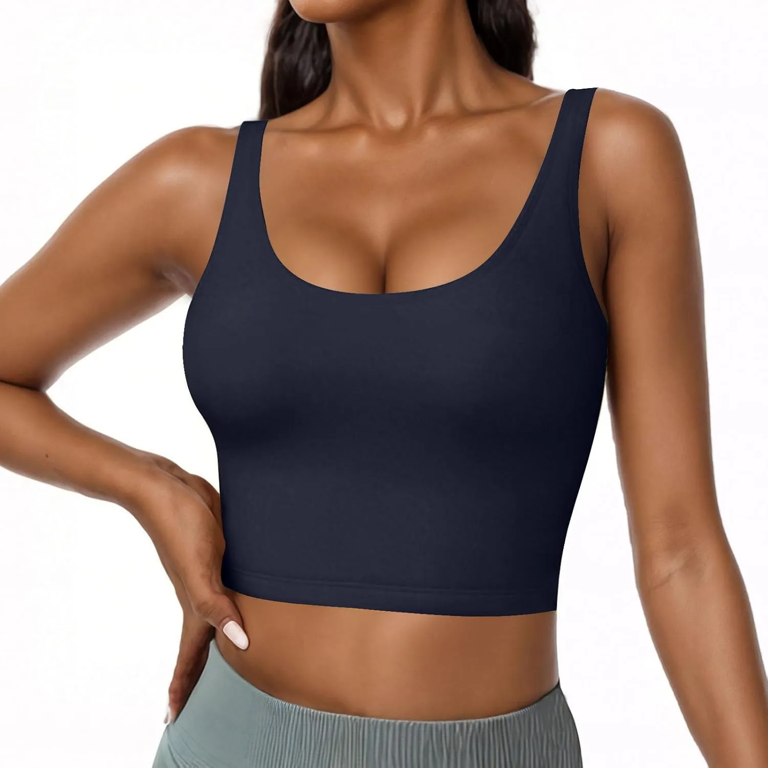 Tank Top with Built in Bra for Women Summer Basic Padded Yoga Shirts Shelf Bras Workout Camisole Casual Undershirt
