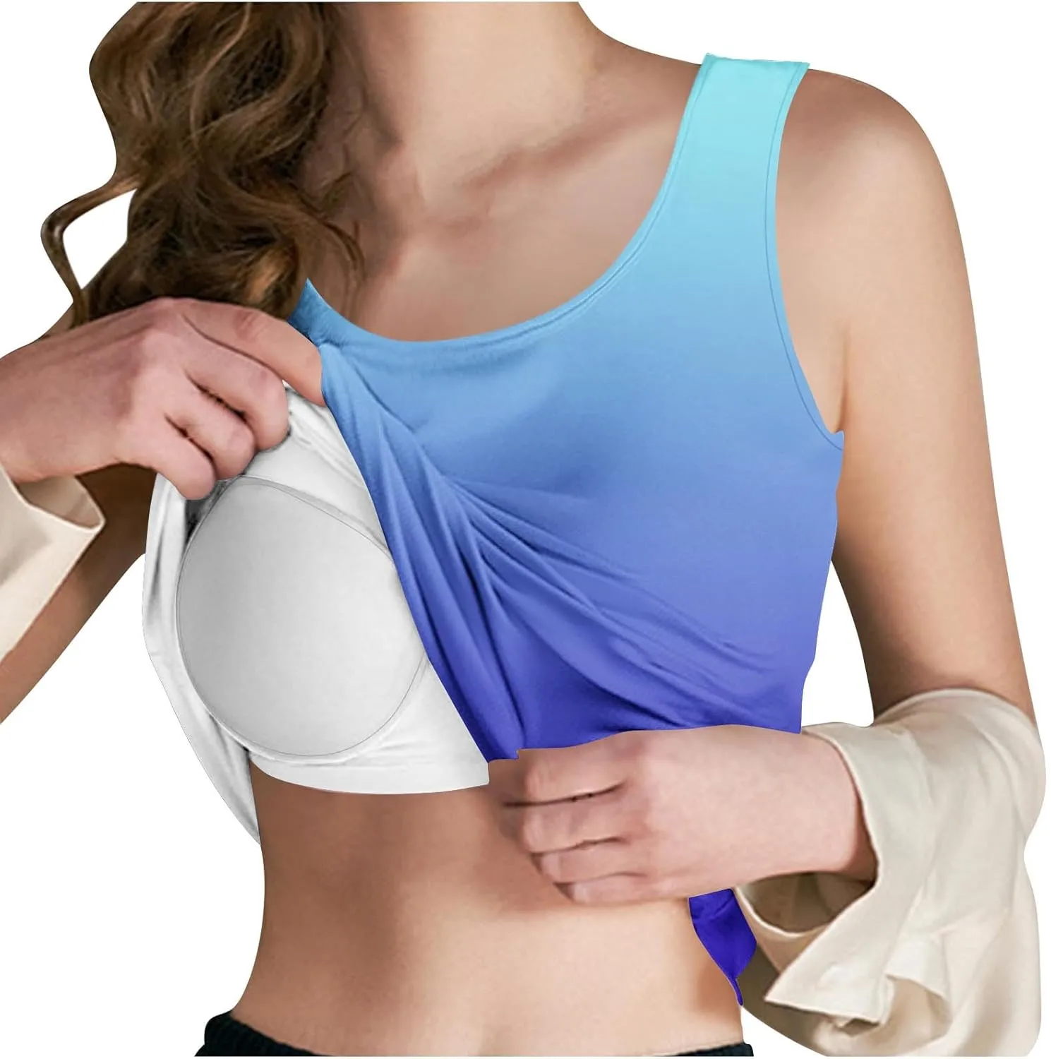 Tank Top with Built in Bra for Women Summer Lightweight Sleeveless Shirts Casual Basic Camisole Undershirts