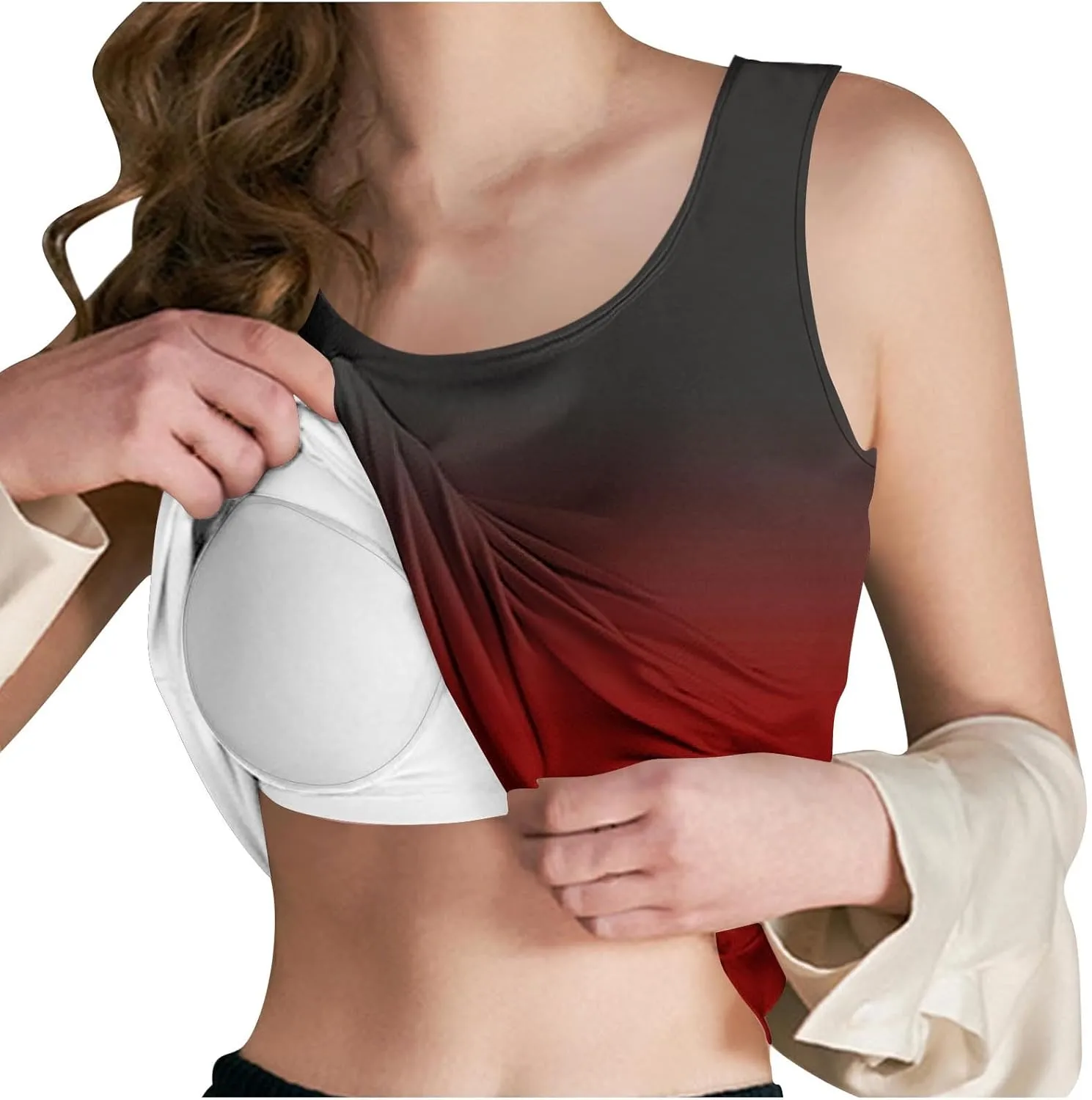 Tank Top with Built in Bra for Women Summer Lightweight Sleeveless Shirts Casual Basic Camisole Undershirts