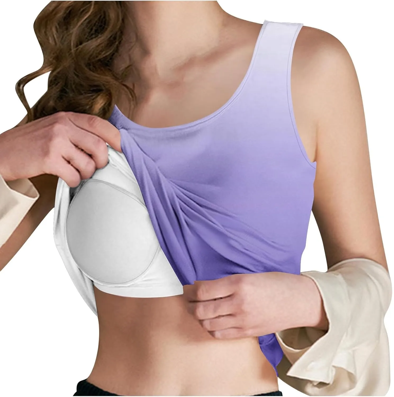 Tank Top with Built in Bra for Women Summer Lightweight Sleeveless Shirts Casual Basic Camisole Undershirts