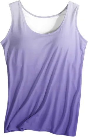 Tank Top with Built in Bra for Women Summer Lightweight Sleeveless Shirts Casual Basic Camisole Undershirts