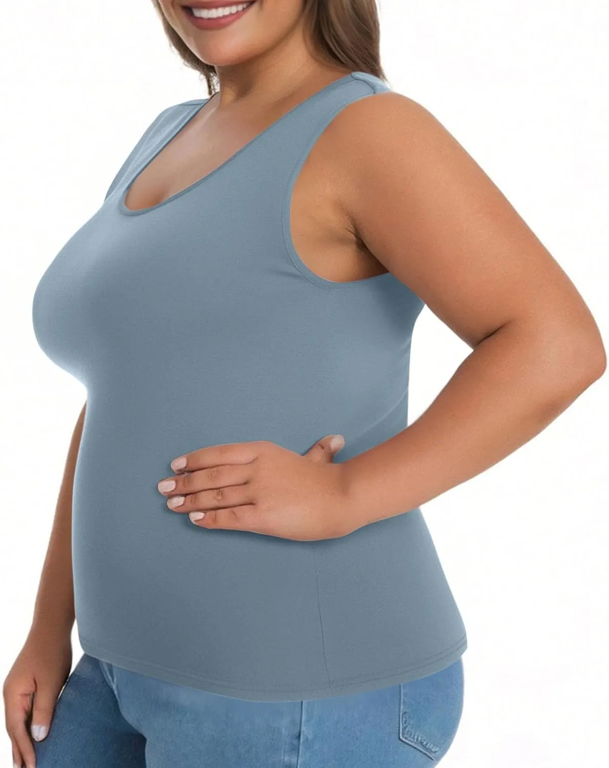 Tank Tops for Women Plus Size Ladies Sleeveless Wider Strap Camisole Tops Built in Padded Casual Workout Basic Tanks