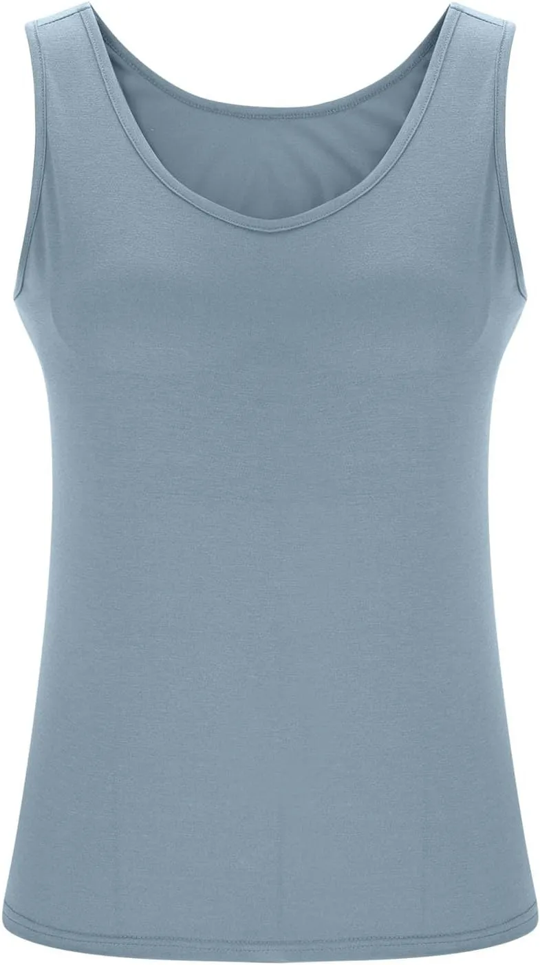 Tank Tops for Women Plus Size Ladies Sleeveless Wider Strap Camisole Tops Built in Padded Casual Workout Basic Tanks