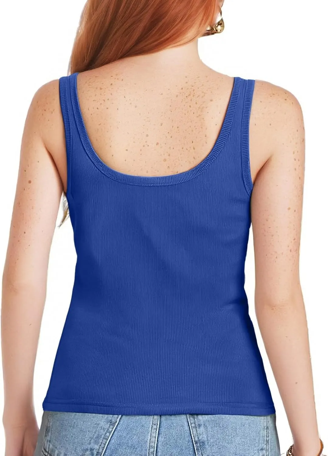 Tank Tops for Women Summer Square Neck Sleeveless Camisole Tops Spaghetti Strap Ribbed Cami Shirts Going Out Clothes