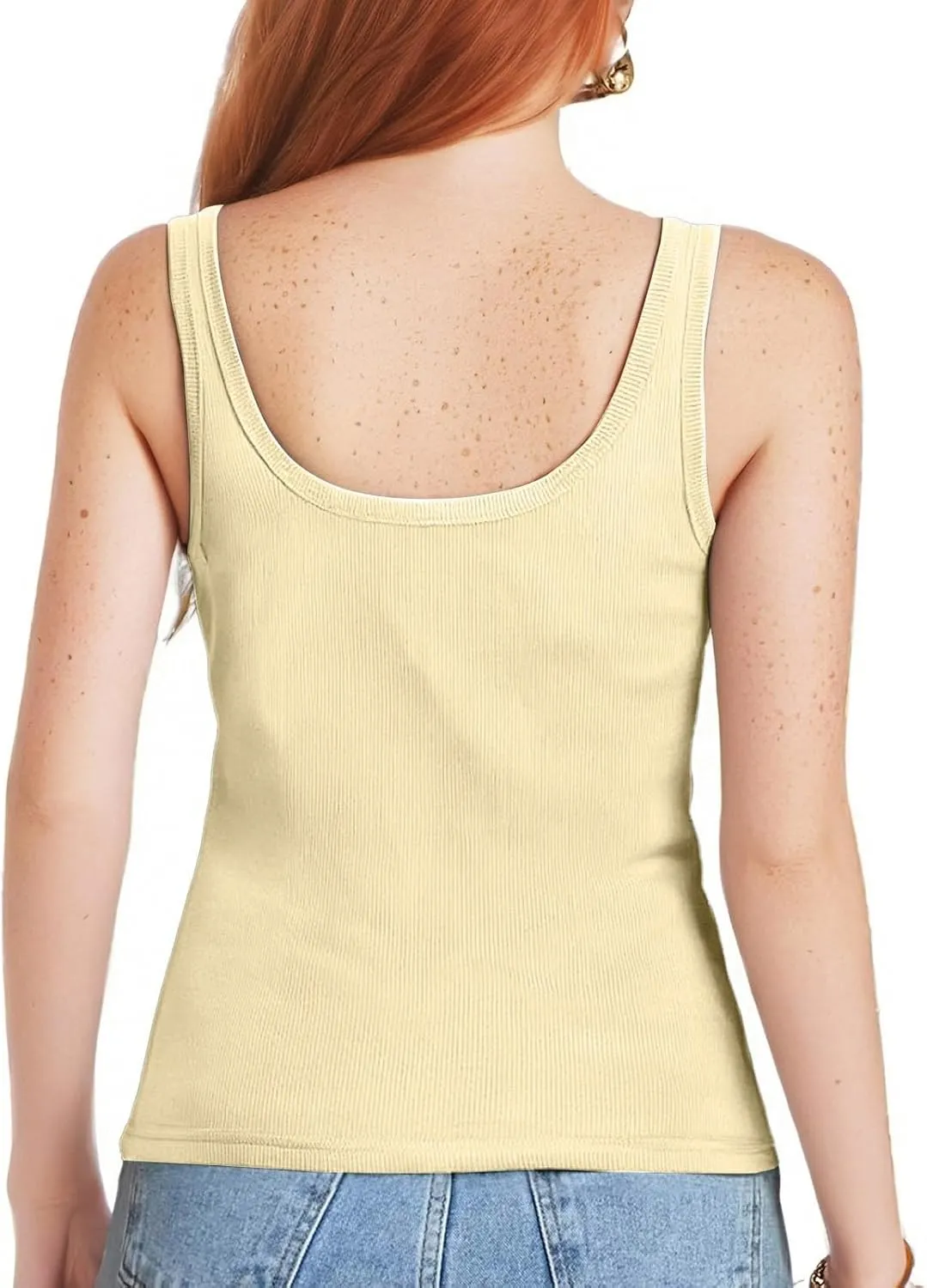 Tank Tops for Women Summer Square Neck Sleeveless Camisole Tops Spaghetti Strap Ribbed Cami Shirts Going Out Clothes
