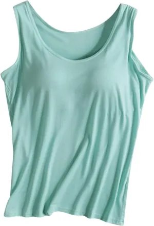Tank Tops for Women with Built in Bra Summer Yoga Workout Tops Camisole 2025 Casual Modal Basic Solid Padded Shirts
