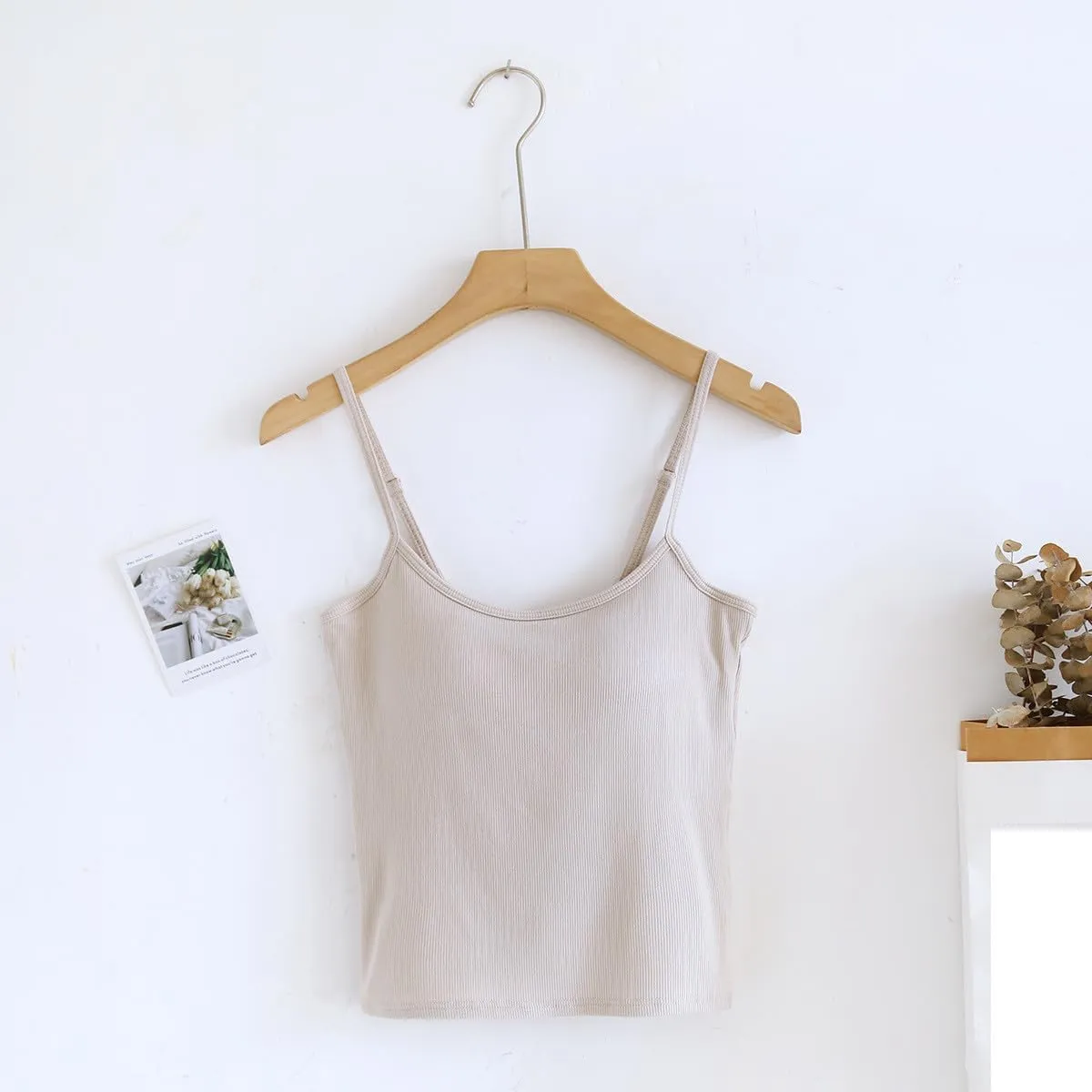 Tank Tops with Built in Bra for Women Ribbed Knit Solid Basic Padded Sport Bras Regular Fit Stretch Workout Camisole