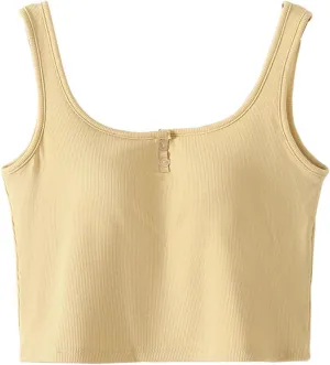 Tank Tops with Built in Bras for Women Button Slim Fit Camisole Undershirts Summer Running Shelf Bra Basic Tank Tops