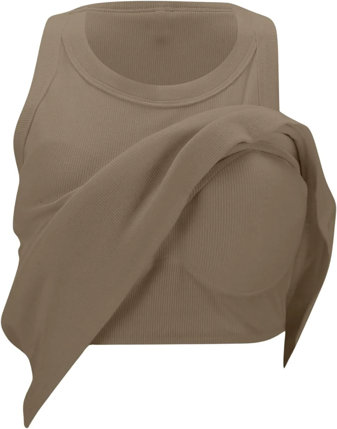 Tank Tops with Built in Bras Round Neck Ribbed Tank Top with Bra Pads Loose Casual Workout Tank Tops for Women