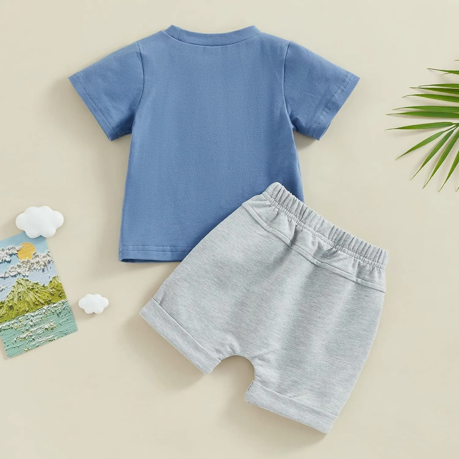 Toddler Baby Boy Summer Outfit Short Sleeve Letter Print T Shirt Top and Casual Shorts Set Cute Infant Newborn Clothes