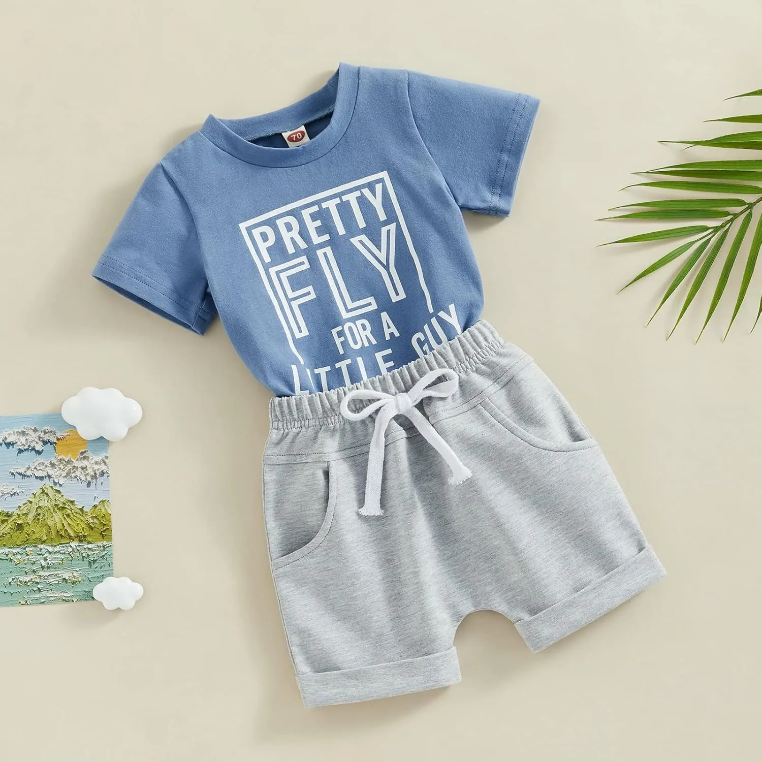 Toddler Baby Boy Summer Outfit Short Sleeve Letter Print T Shirt Top and Casual Shorts Set Cute Infant Newborn Clothes