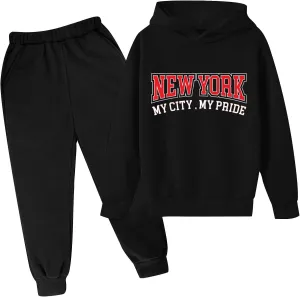 Toddler Boy's Sets Crewneck Pullover Hoodie and Jogger Sweatpants Set Letter Print Fall Winter Outfits