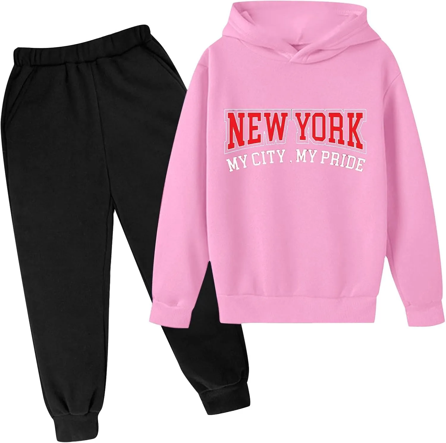Toddler Boy's Sets Crewneck Pullover Hoodie and Jogger Sweatpants Set Letter Print Fall Winter Outfits